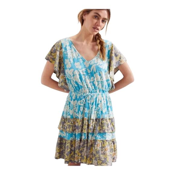 Anthropologie Daily Practice  Tiered Ruffle Mini Dress Floral Women's Size XL‎ - Picture 1 of 12